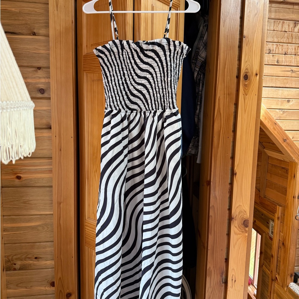 Black and White Maxi Sundress with Spaghetti Straps by Nation Los Angeles